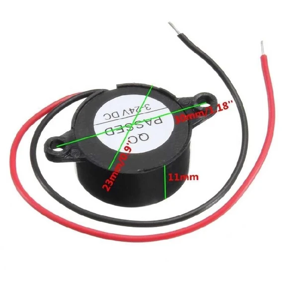 3-24V Devreli 22.6mm Kulaklı Buzzer - Siyah - Resim 8