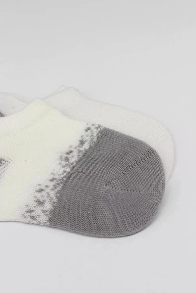 LitaeTrend 2'li Penye Sneakers Çorap Bs20105 Ekru Gri - Resim 3