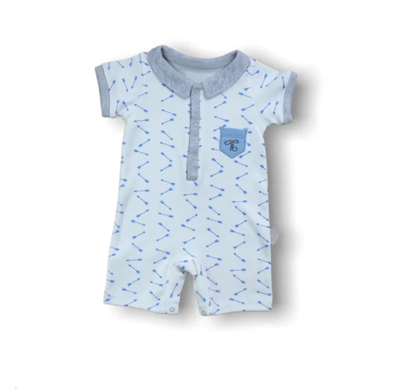 LitaeTrend 6-9 9-12 12-18 Ay Galaksi Baskılı Çıtçıtlı Kısa Kollu Erkek Bebek Tulumu Gri ürün görseli 1