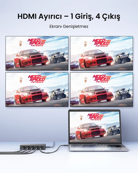 UGREEN HDMI Splitter 1-in-4 Out 4K@60Hz HDMI 2.0 Splitter 18 Gbps, 90514 - Resim 3