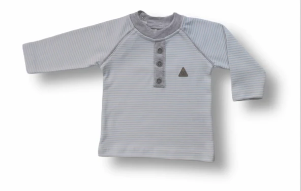 LitaeTrend 3-6 6-9 9-12 Ay Melanjlı Uzun Kollu Sweatli 2li Erkek Bebek Takımı Mavi - Resim 2