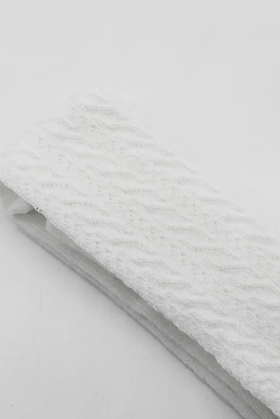 LitaeTrend Tekli Zikzak Kabartma Penye Külotlu Çorap Bs50108 Beyaz - Resim 4