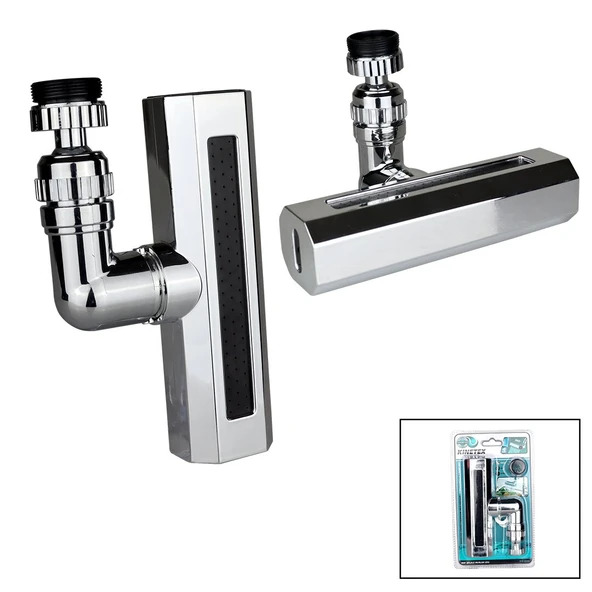 GÜMÜŞ  GENİŞ  360 DERECE DÖNEBİLENOYNAR BAŞLIK - 4 MOD  PERLATÖR ŞELALE MUSLUK UCU (5284) ürün görseli