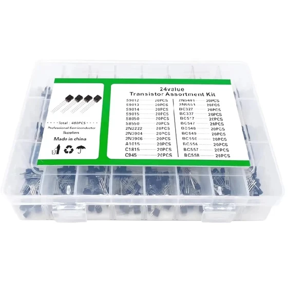 480 Adet Transistör Seti TO-92 Kılıf 24 Çeşit - Kutulu - Resim 2