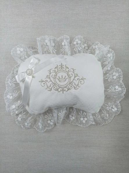 LitaeTrend Yenidoğan Bambu Taç Nakışlı Kundaklı Trilüks 3lü Alt Açma Seti Ekru - Resim 7