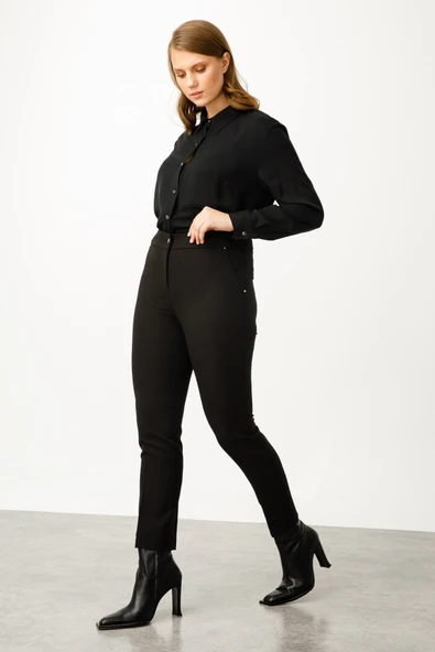 3517 GİLDA YAN CEP DAR PAÇA PANTOLON - Resim 3