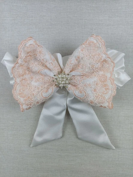 LitaeTrend Yenidoğan Sahra Taç Nakışlı Trilüks Kundak Bebek Battaniyesi Ekru - Resim 4