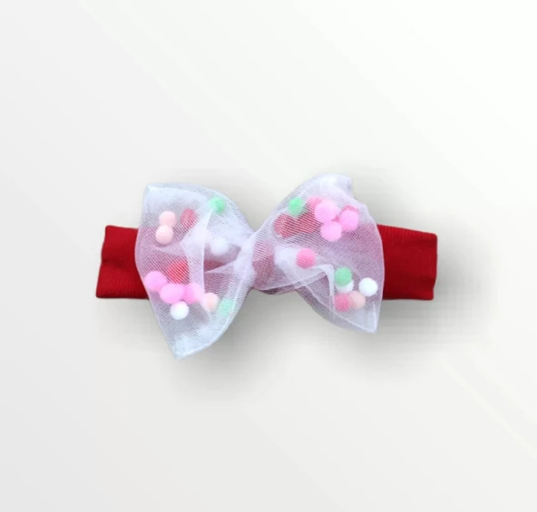 LitaeTrend 3-6 6-9 9-12 Ay Melek Kız Nakışlı Bandanalı Kısa Kollu Sweatli Şortlu 3lü Kız Bebek Takımı Kırmızı - Resim 4