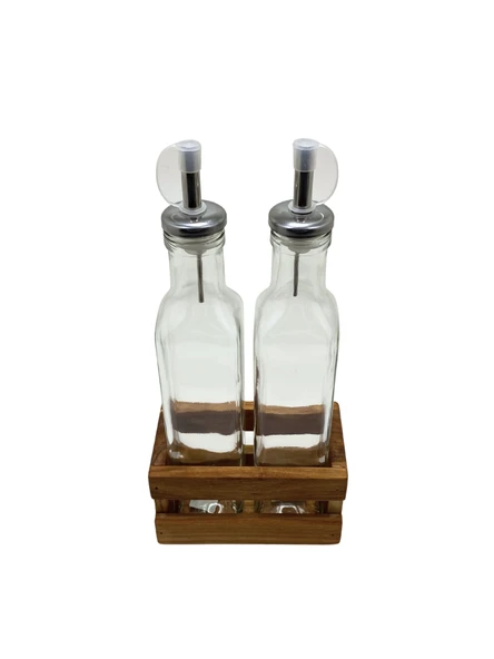 Ahşap Doğal 2Li Yağdanlık ve Sosluk Ahşap Cam Set Takımı(SET)(KİRAZ)(KISA BAŞLIK) Ahşap Rengi 5 SET - Resim 4