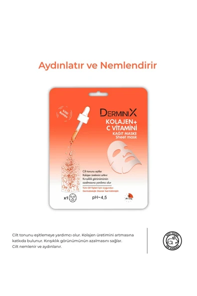Derminix Kolajen C Vitamini Kağıt Maske - Resim 2
