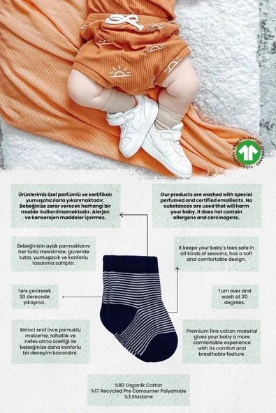 LitaeTrend Big Heart Penye Soket Çorap 2'li  Lacivert - Resim 6