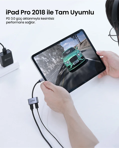 UGREEN USB-C to 2xUSB-C Kulaklık ve Şarj Adaptörü, 60165 - Resim 3