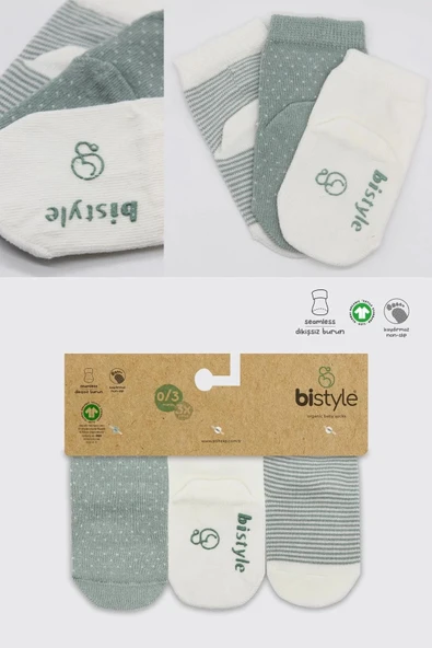 LitaeTrend Puanlı Kaymaz Penye Soket Çorap 3'lü Bs10108 Nil - Resim 6