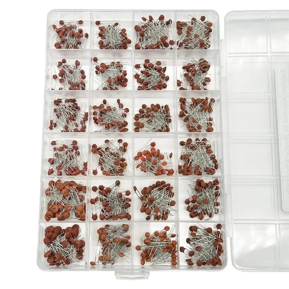 1200 Adet 2pF/100nF Seramik Mercimek Kondansatör Seti 24 Farklı Değerde - Kutulu - Resim 5