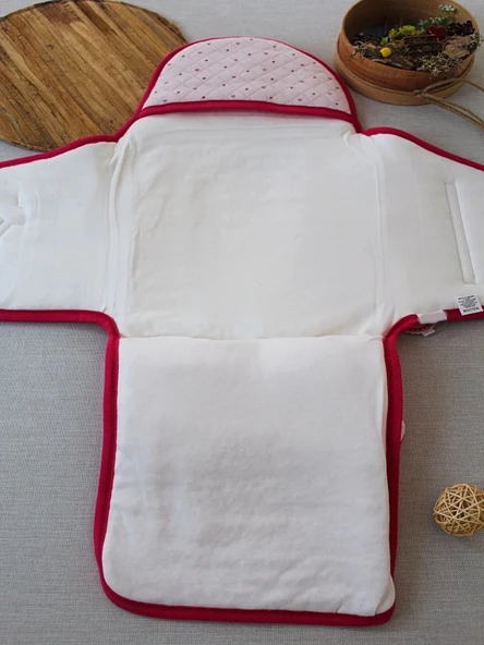 LitaeTrend Yenidoğan Açılır Kucaklı Fiyonk Detay Ayaklı Kız Bebek Kundak Pembe - Resim 3