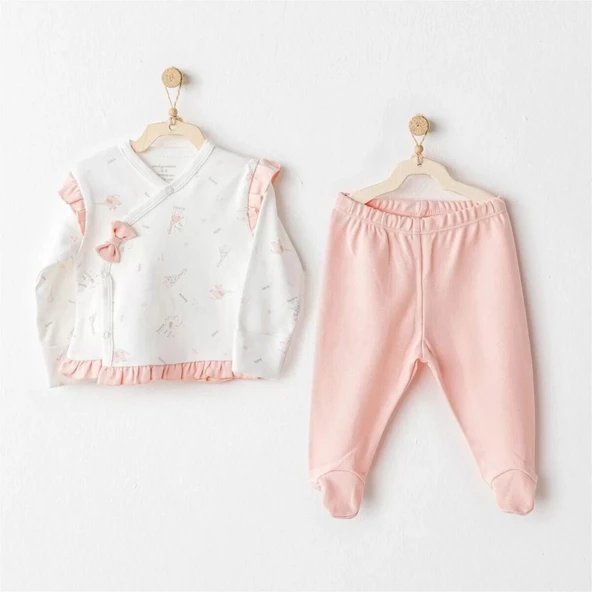 LitaeTrend Andywawa Ac25508 Sıde Snap Set Love Family 2'li Zıbın Set Salmon ürün görseli 1