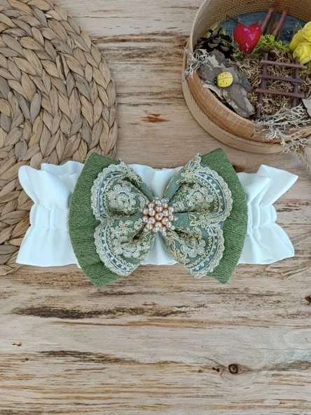 LitaeTrend Yenidoğan Teri Cotton Taç Nakışlı Prizma Taş Kundak Bebek Battaniyesi Yeşil - Resim 7