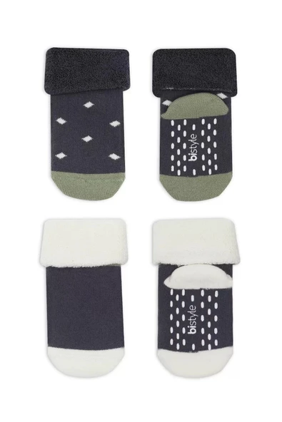 LitaeTrend Puanlı Kaymaz Havlu Soket Çorap 2'li  Antrasit - Resim 2