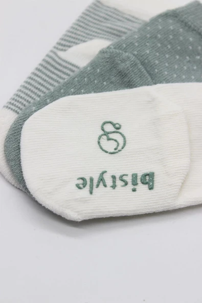 LitaeTrend Puanlı Kaymaz Penye Soket Çorap 3'lü Bs10108 Nil - Resim 3