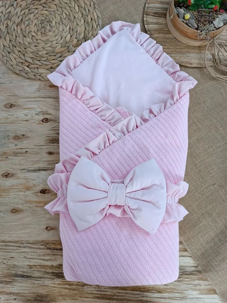 LitaeTrend Yenidoğan Tericotton Kumaş Multi Mevsimlik Bebek Battaniyesi Kundak Pembe ürün görseli 1