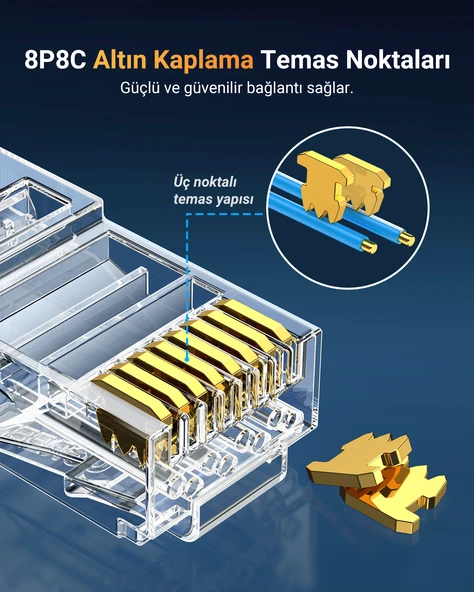 UGREEN Cat6 RJ45 Konnektör 10'lu Paket, 50961 - Resim 4