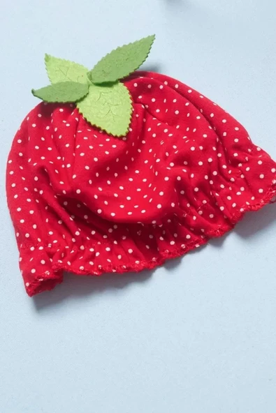 LitaeTrend 3-6-9 Ay Çilek Bebekler Penye Kumaş Kısa Kol Bebek Elbisesi Kırmızı - Resim 7