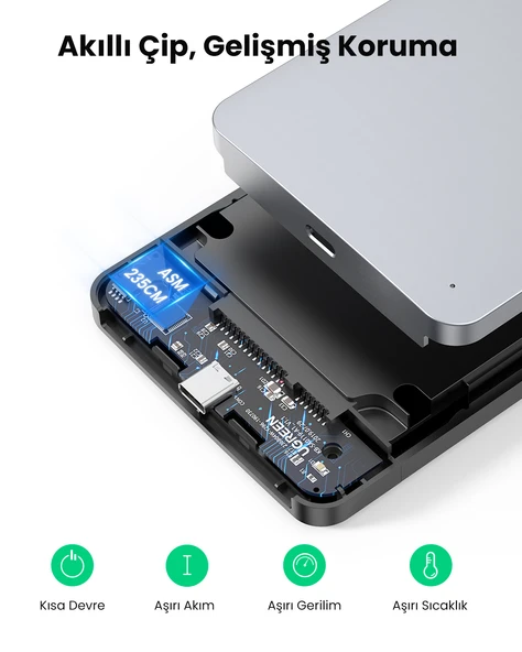 UGREEN USB to USB C Gen2 2,5'' Hard Disk Kutusu, 70498 - Resim 6