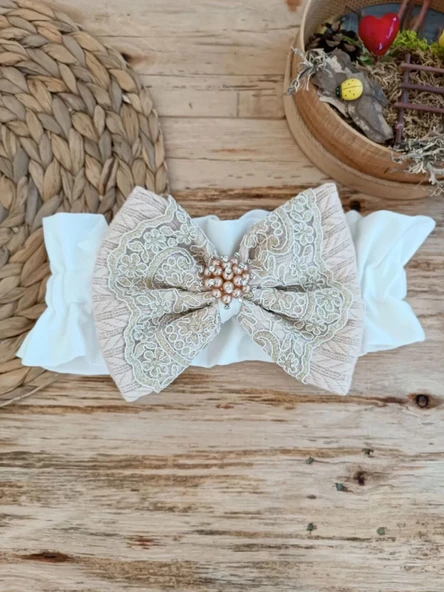 LitaeTrend Yenidoğan Teri Cotton Taç Nakışlı Prizma Taş Kundak Bebek Battaniyesi Bej - Resim 7