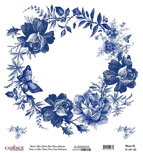 Dünyanın Mavi Tonları Pirinç Dekopaj Kağıdı - K-011 ürün görseli