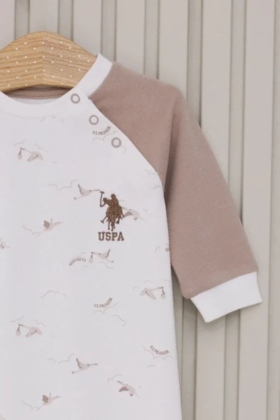 LitaeTrend Erkek Bebek Uzun Kol Patiksiz Tulum  Krem - Resim 2