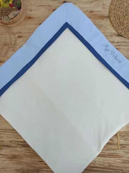 LitaeTrend Yenidoğan Bal Peteği My Prince Taç Nakışlı Delüks Kundak Bebek Battaniyesi Mavi - Resim 3