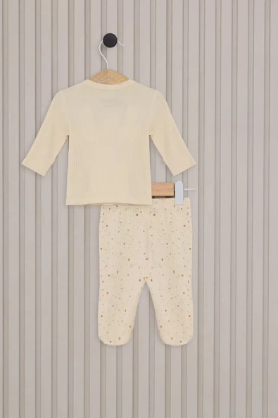 LitaeTrend Kız Bebek 5'li Zıbın Seti  Krem - Resim 4