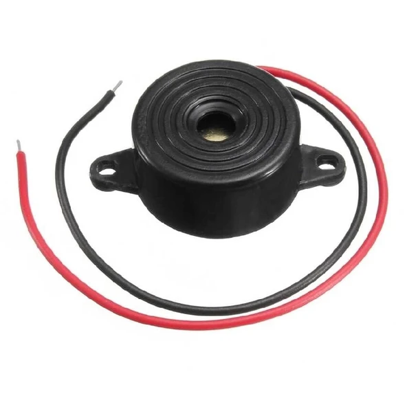 3-24V Devreli 22.6mm Kulaklı Buzzer - Siyah ürün görseli