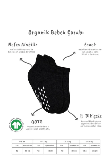 LitaeTrend 2'li Sneakers Kaymaz Basic Penye Çorap Bs20103 Siyah Ekru - Resim 6