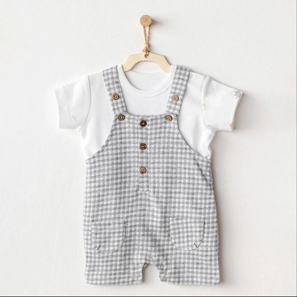 LitaeTrend Andywawa Ac25804 Jumpsuit Set Little King Salopet Takım Grey ürün görseli 1