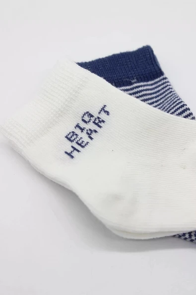 LitaeTrend Big Heart Penye Soket Çorap 2'li  Lacivert - Resim 2