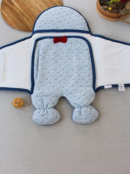 LitaeTrend Yenidoğan Açılır Kucaklı Smokin Ayaklı Erkek Bebek Kundak Mavi - Resim 5