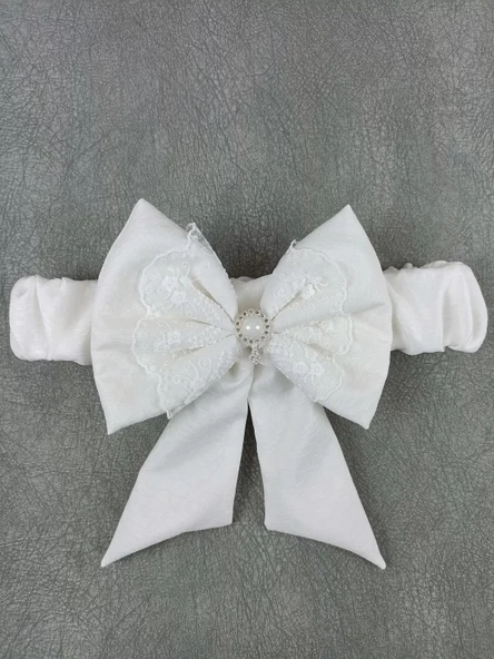 LitaeTrend Yenidoğan Bambu Taç Nakışlı Delüks Kundak Bebek Battaniyesi Ekru - Resim 5