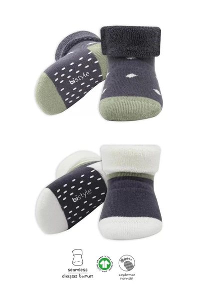 LitaeTrend Puanlı Kaymaz Havlu Soket Çorap 2'li  Antrasit ürün görseli