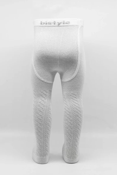 LitaeTrend Tekli Zikzak Kabartma Penye Külotlu Çorap Bs50108 Beyaz - Resim 3