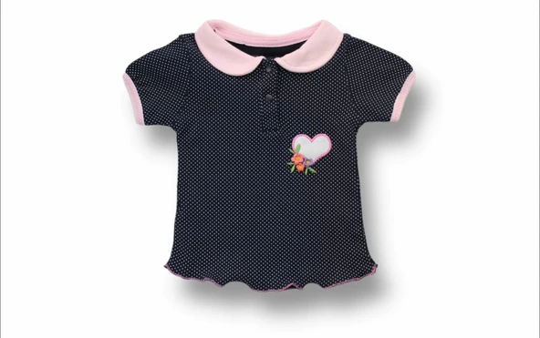 LitaeTrend 3-6 6-9 9-12 12-18 Ay Uzayın Kalbi Nakışlı Bandanalı Kısa Kollu Sweat 3lü Kız Bebek Takımı Siyah - Resim 2