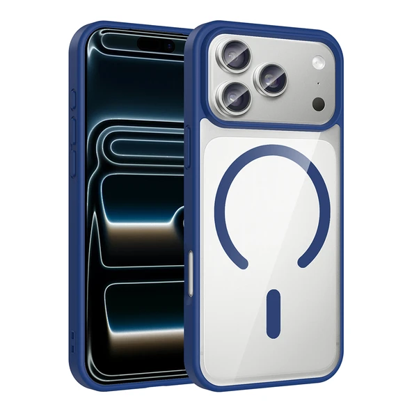 Gpack iPhone 17 Pro Max uyumlu Kılıf Ege Transparan Wireless Şarj Özellikli Buttom Magsafe Silikon - Resim 3