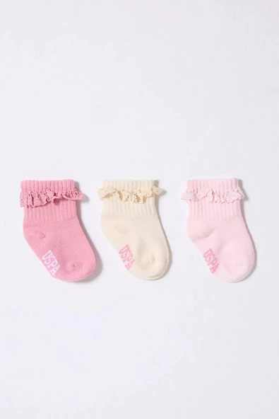 LitaeTrend U.s.polo Kız Bebek Çorap Usb2208 Pudra Ekru Somon ürün görseli