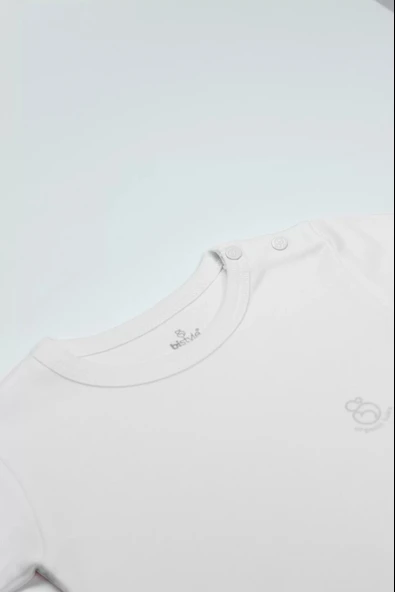 LitaeTrend Bistyle Organik Natural Basic Style Yarım Kol Body Bs17103 Beyaz - Resim 2