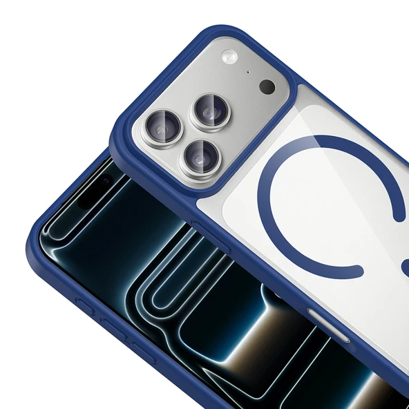 Gpack iPhone 17 Pro uyumlu Kılıf Ege Transparan Wireless Şarj Özellikli Buttom Magsafe Silikon - Resim 2