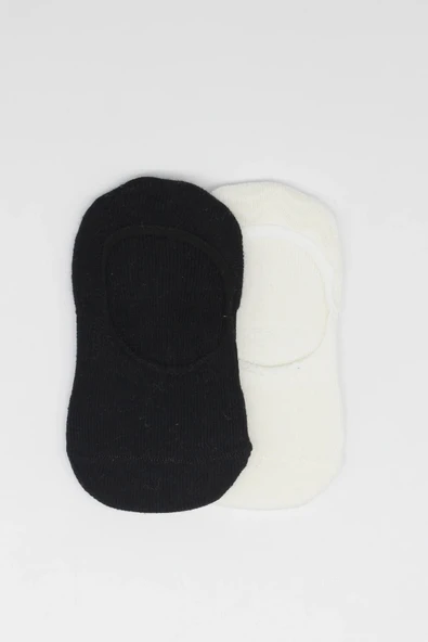 LitaeTrend Bistyle 2'li Penye Babet Silikonlu Basic Çorap 30104 Siyah Ekru - Resim 6