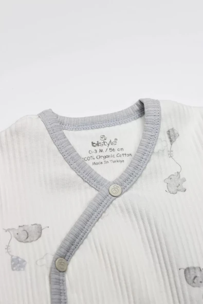 LitaeTrend Flying Elephant 2'li Yarım Kol Badi 17117 Ekru Gri - Resim 6