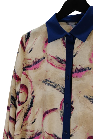 T1336 GİZEMLİ DESENLİ EMP.UZUN TUNİK - Resim 4