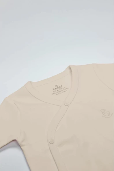 LitaeTrend Bistyle Organik Natural Basic Style Kruvaze Uzun Kol Body Bs17102 Bej - Resim 2