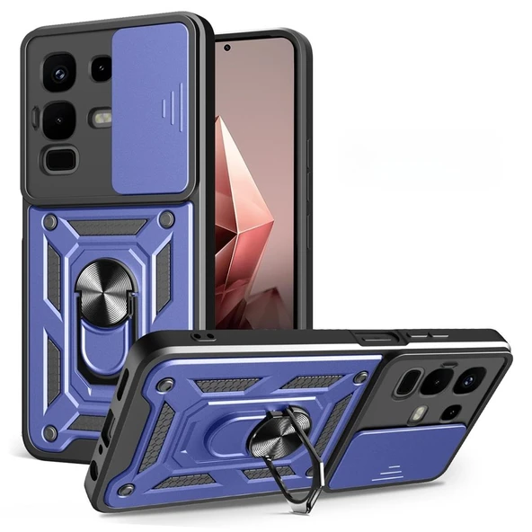 Gpack İnfinix Note 50 uyumlu Kılıf Pars Sürgülü Kamera Korumalı Yüzüklü Sert Silikon - Resim 2